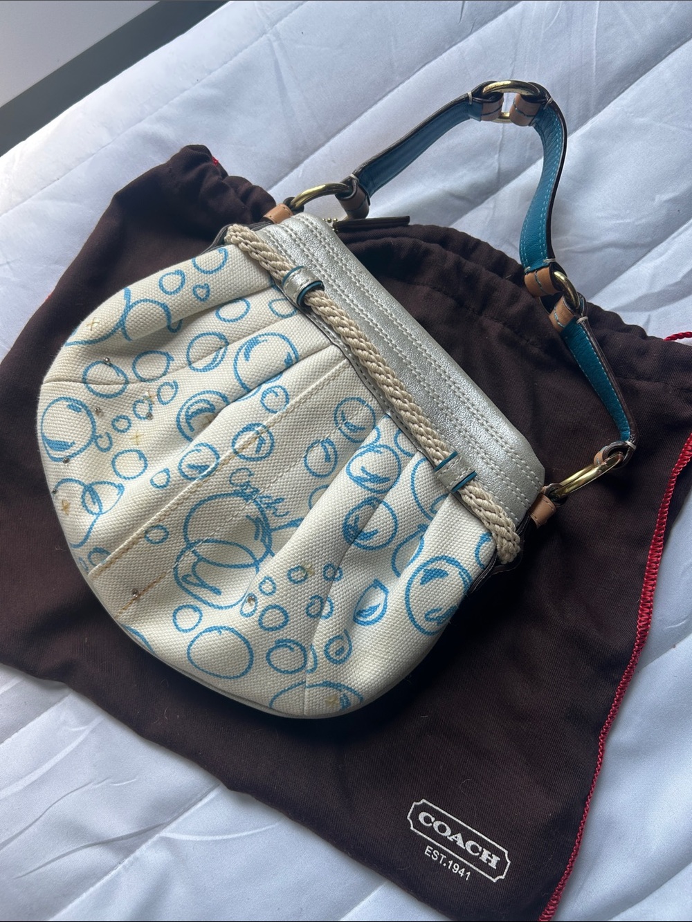Coach Hamptons Collection Shoulder Bag with horsebit & fish and coral appliqués - Picture 2 of 4